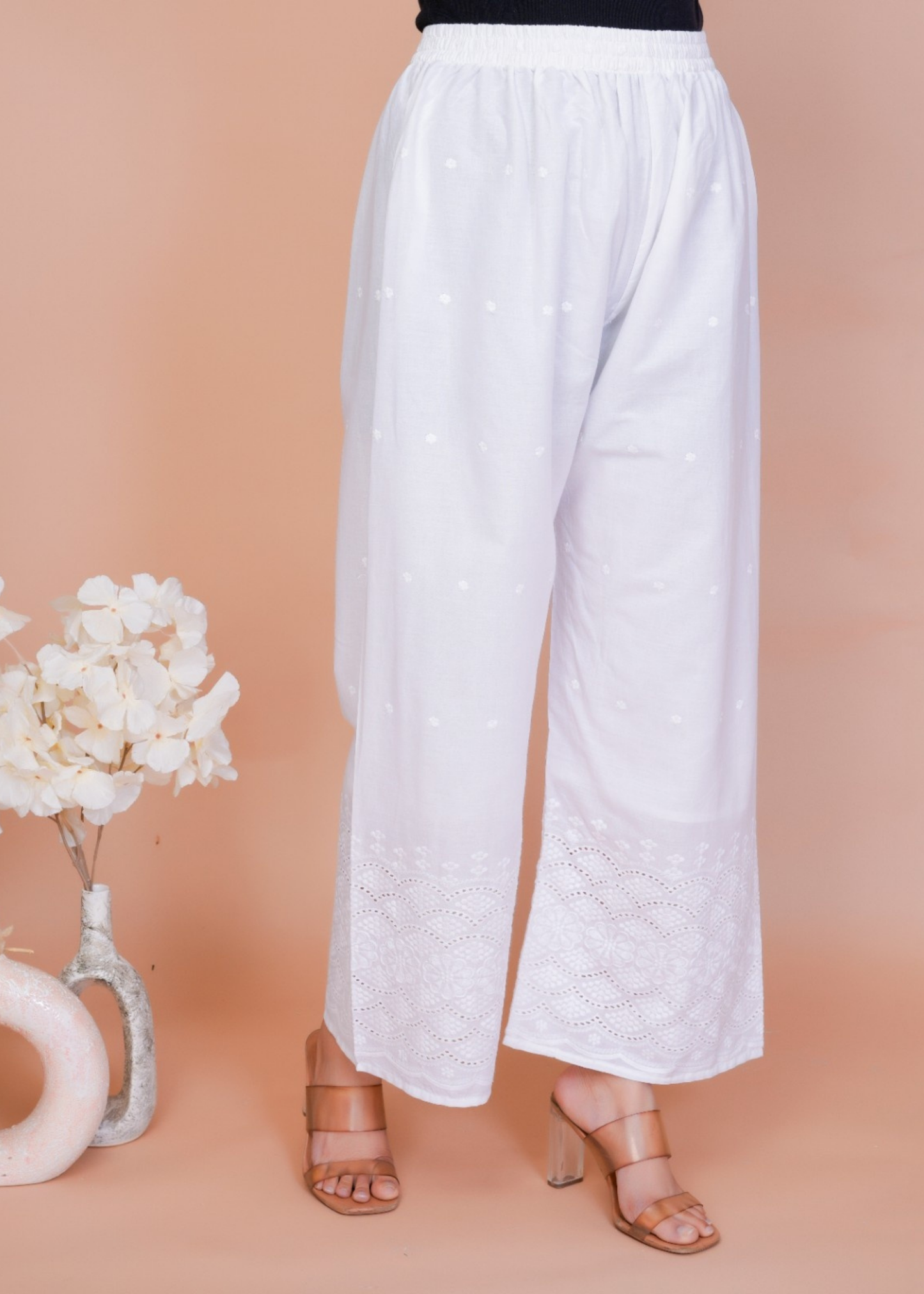 Floral Whisper Half Chikankari Plazo