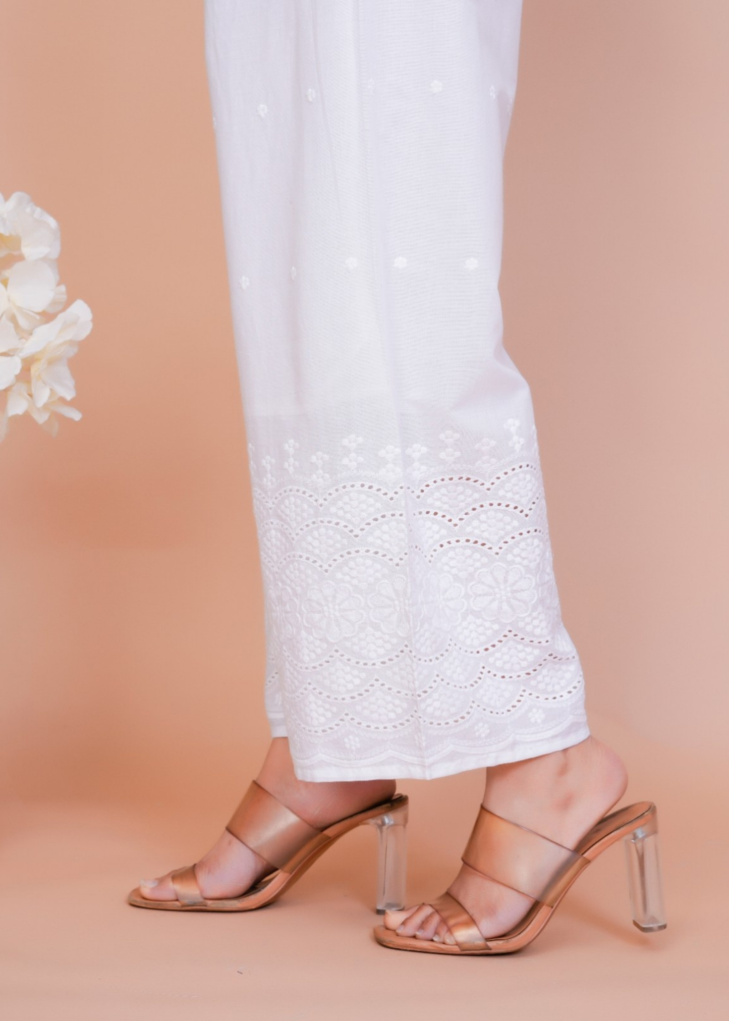 Floral Whisper Half Chikankari Plazo