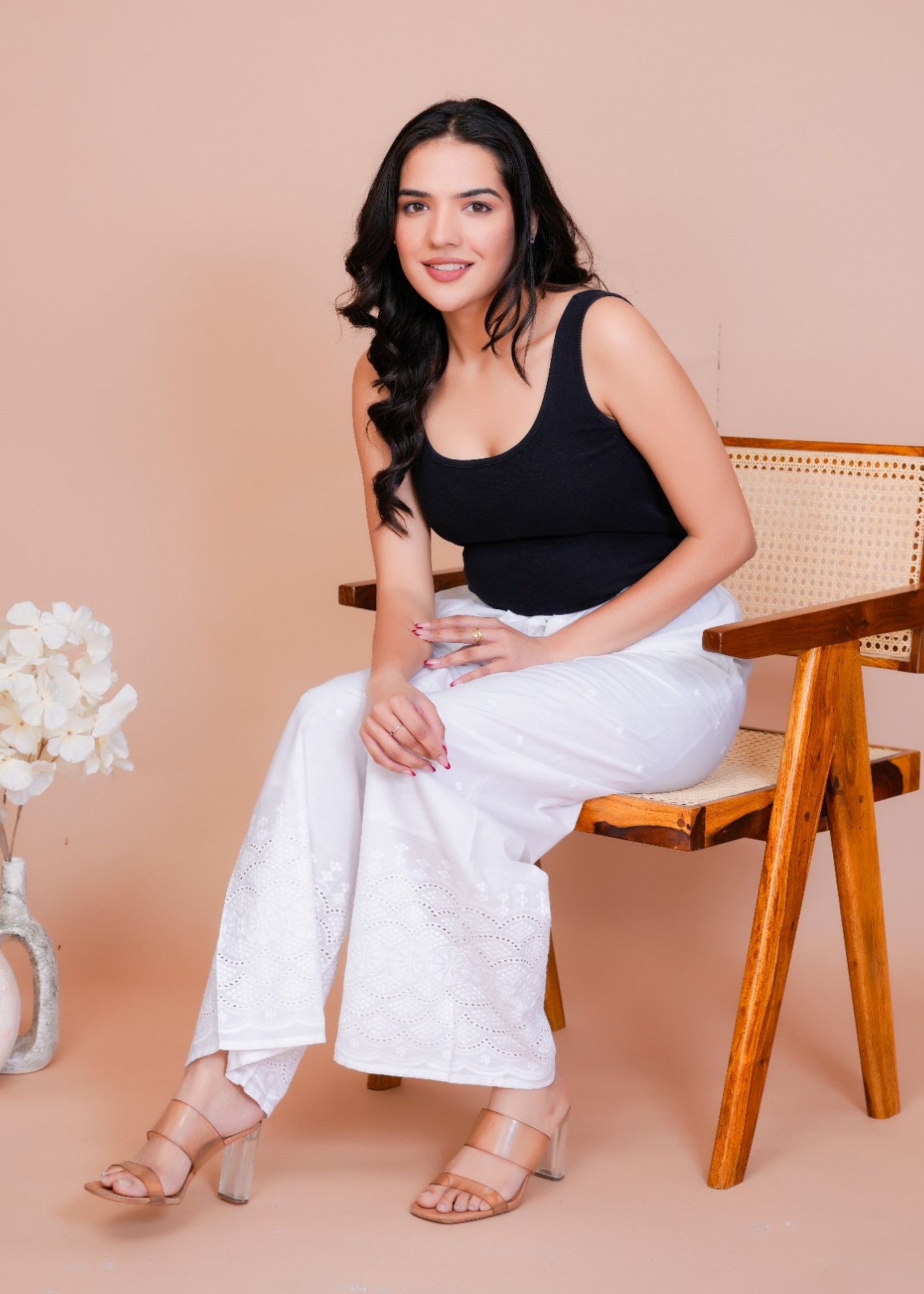 Floral Whisper Half Chikankari Plazo