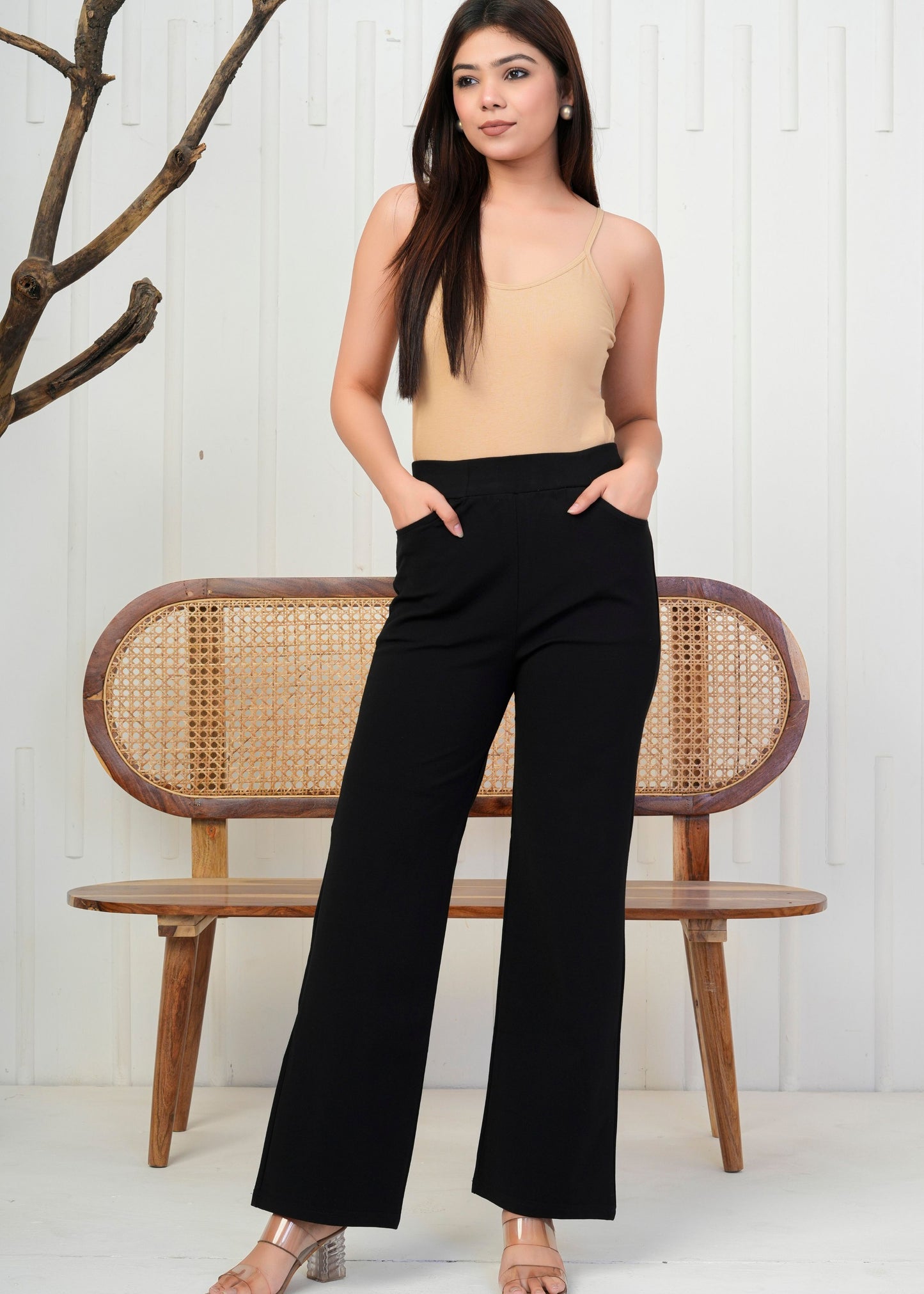 Classic Black High-Waist Straight Pant