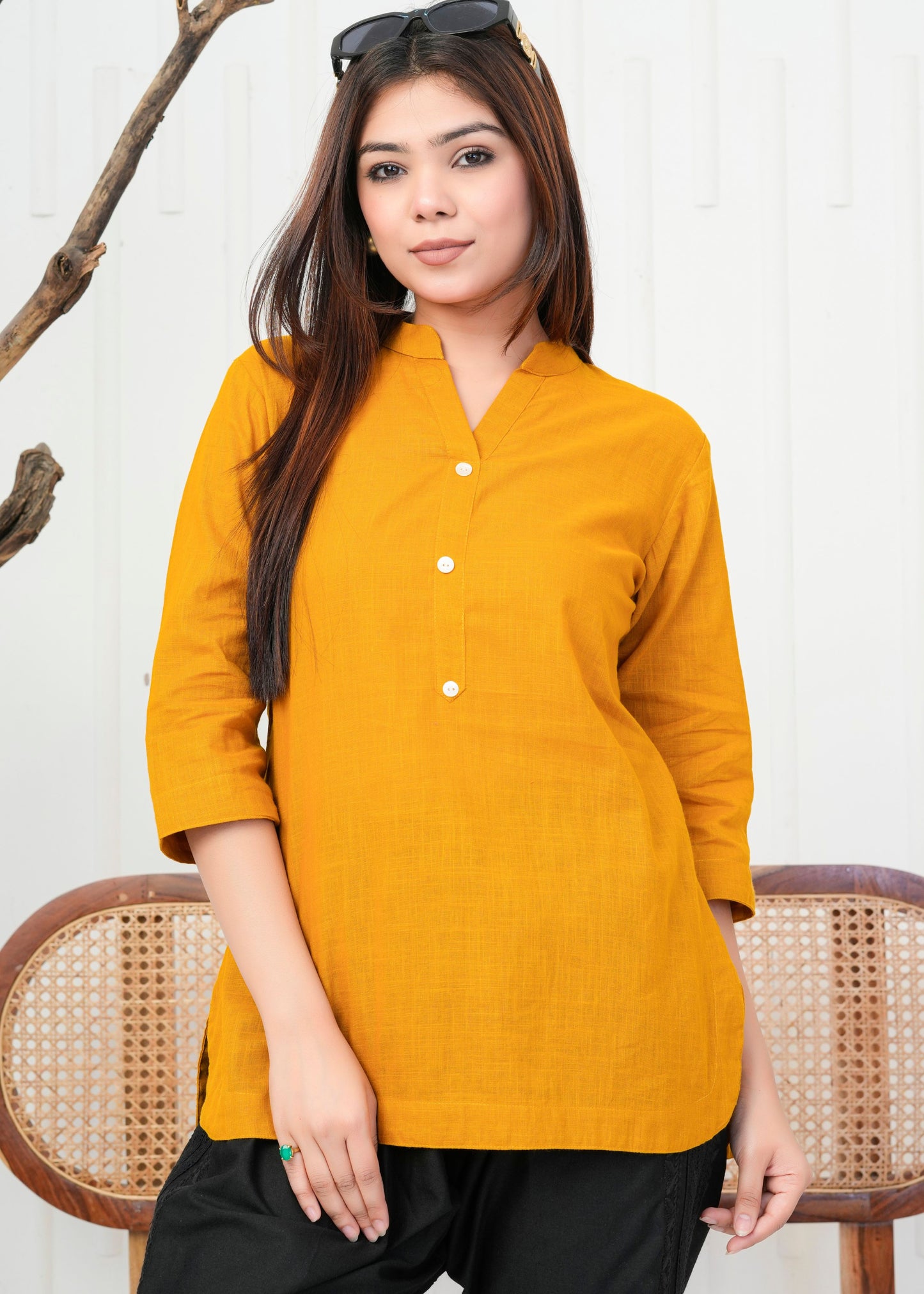 Classic Mustard Linen Kurti