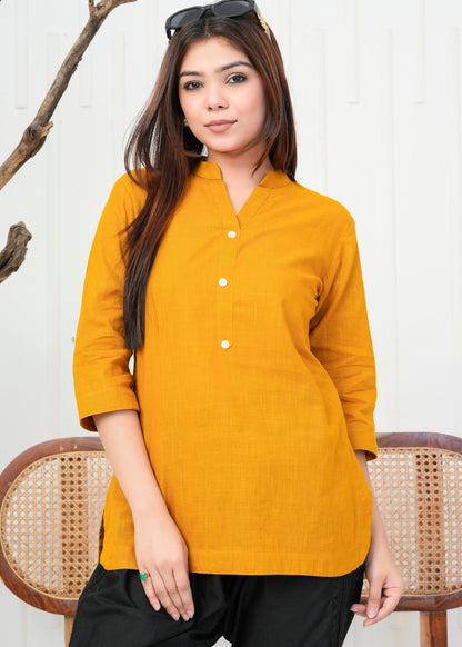 Classic Mustard Linen Kurti