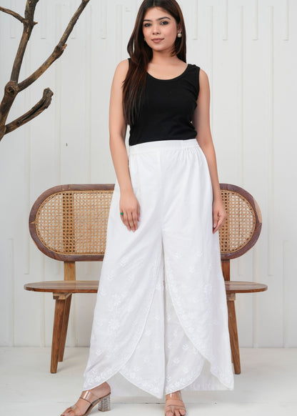 White Embroidered Palazzo Pant