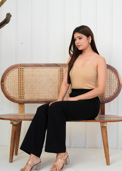 Classic Black High-Waist Straight Pant