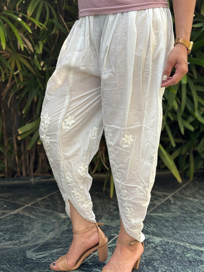 Embroidery  White Tulip Pant