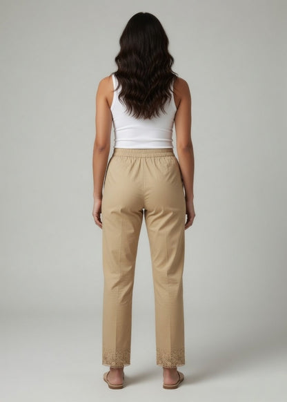 Camel Color Stretchable Lace pant