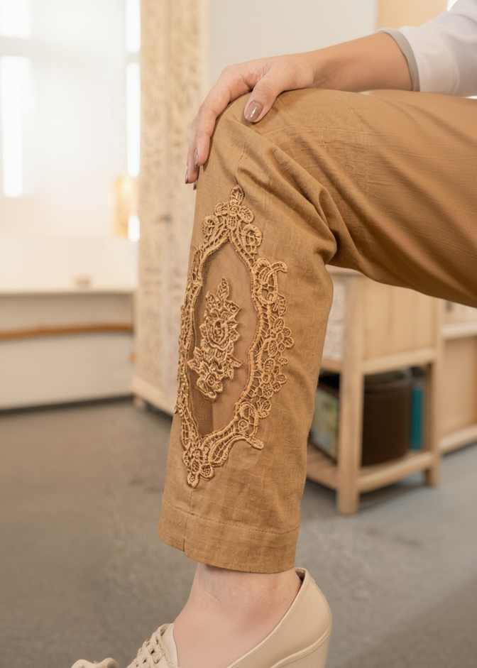 Camel color Patch-Work Pant