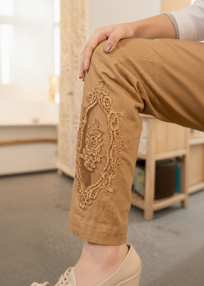Camel color Patch-Work Pant