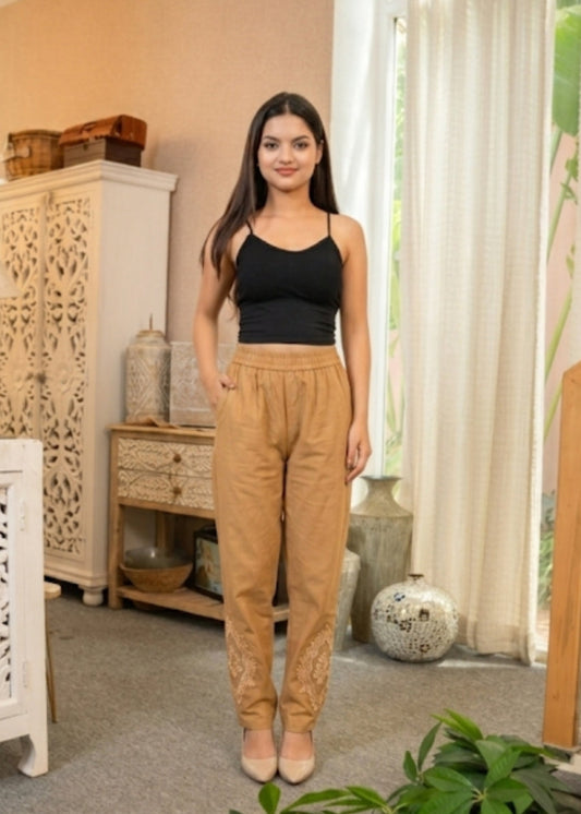 Camel color Patch-Work Pant