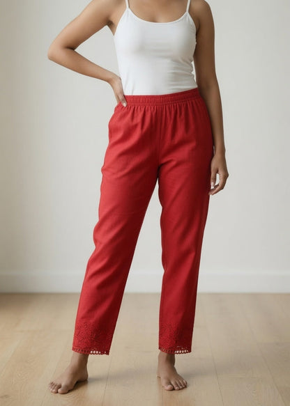 Red Stretchable Lace pants