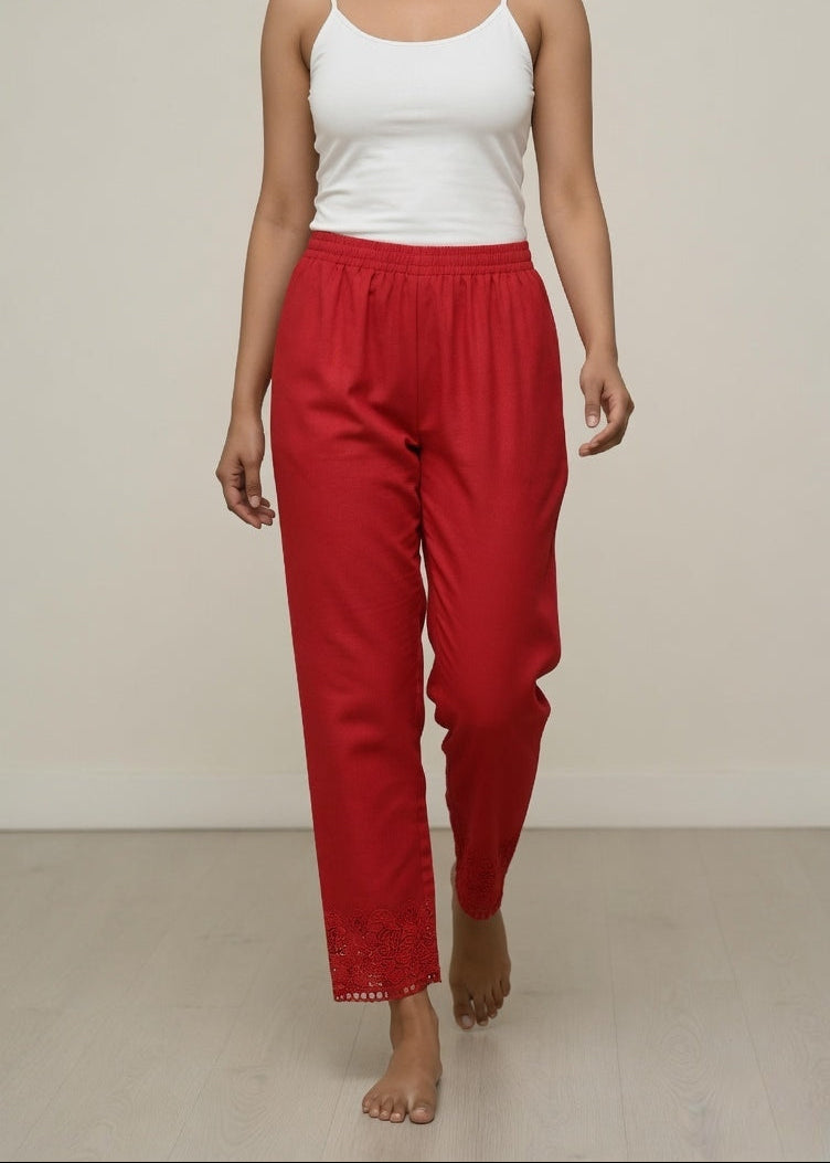 Red Stretchable Lace pants