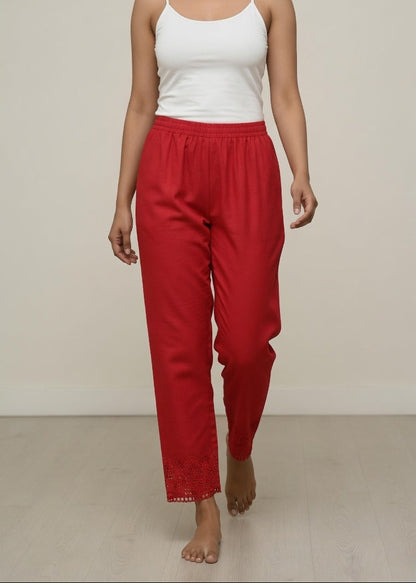 Red Stretchable Lace pants