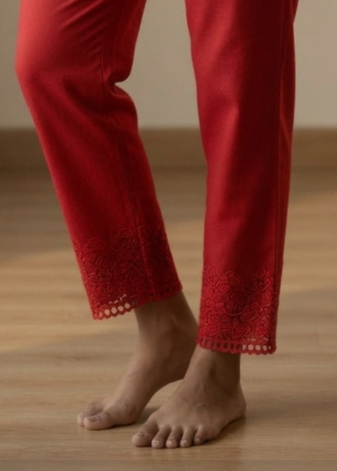 Red Stretchable Lace pants