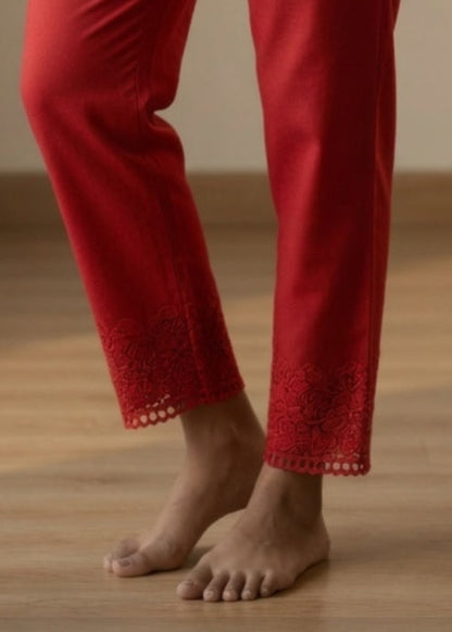 Red Stretchable Lace pants
