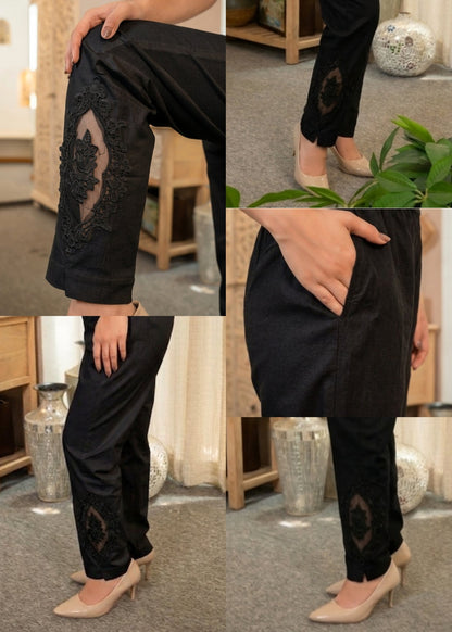 Black Patch-Work Pant