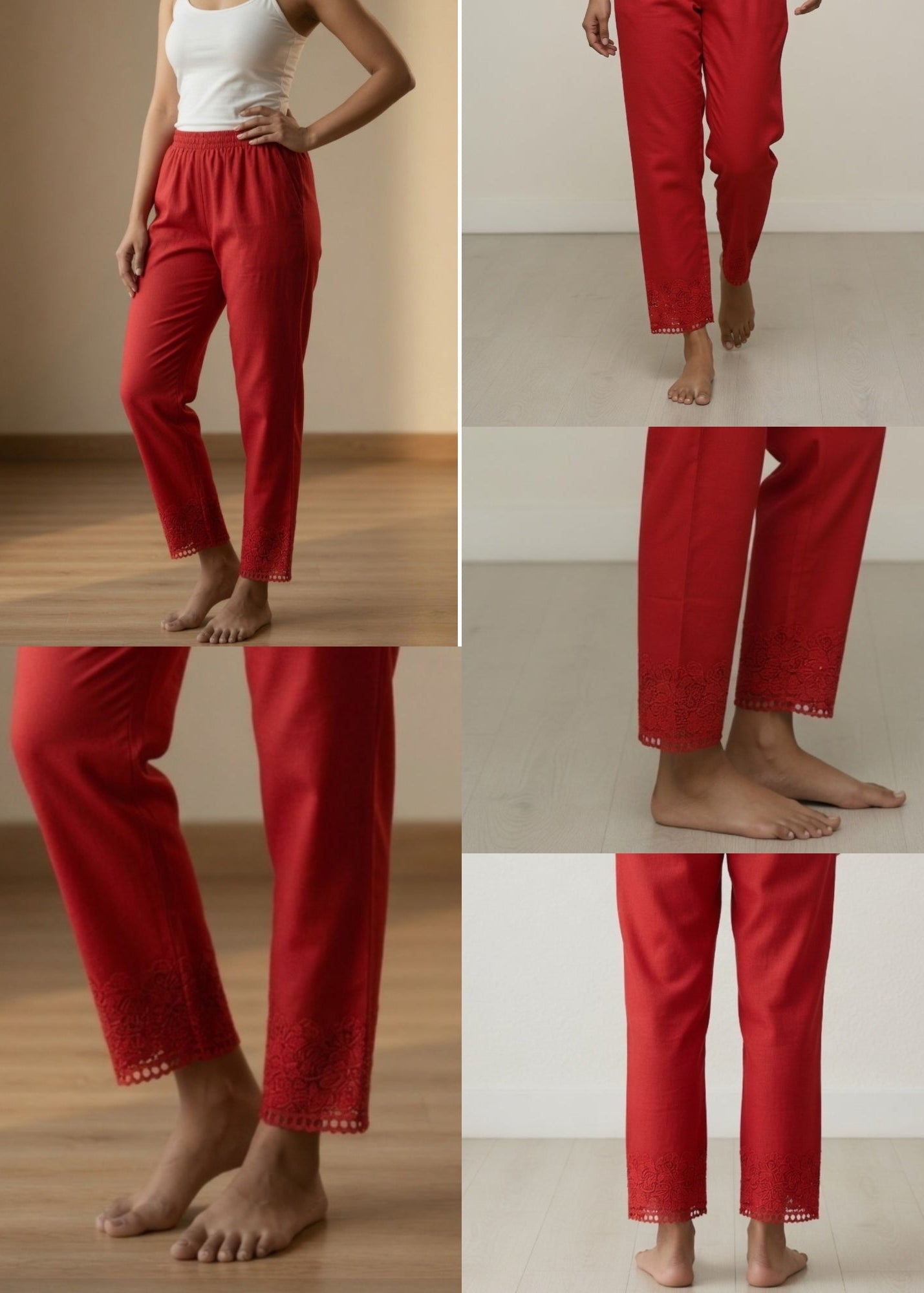 Red Stretchable Lace pants