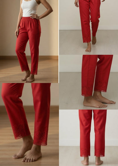 Red Stretchable Lace pants