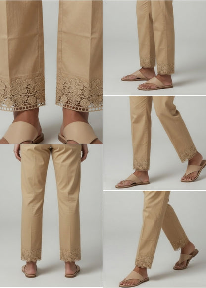Camel Color Stretchable Lace pant