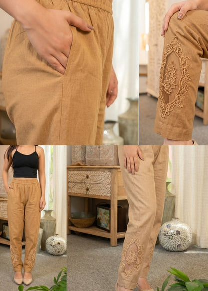 Camel color Patch-Work Pant
