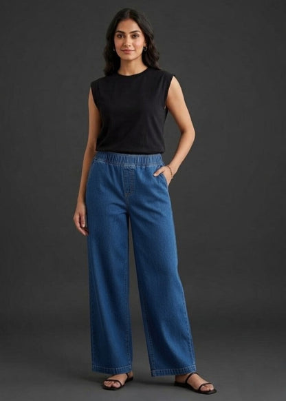 Violet Blue Denim Plazzo Pant