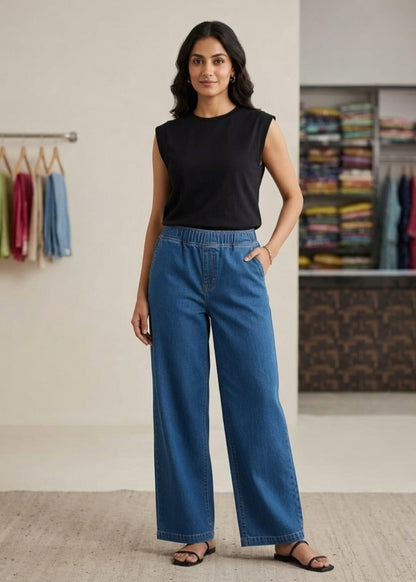 Violet Blue Denim Plazzo Pant