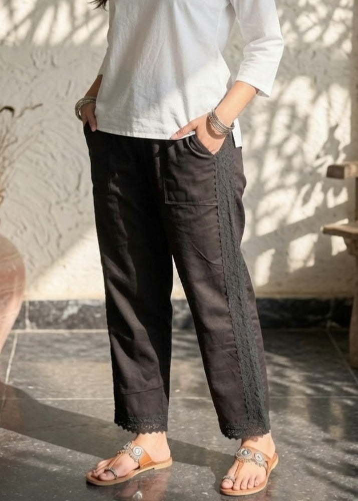 Black Full Side Lace Pant