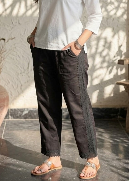 Black Full Side Lace Pant