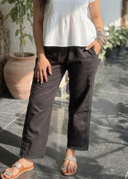Black Full Side Lace Pant