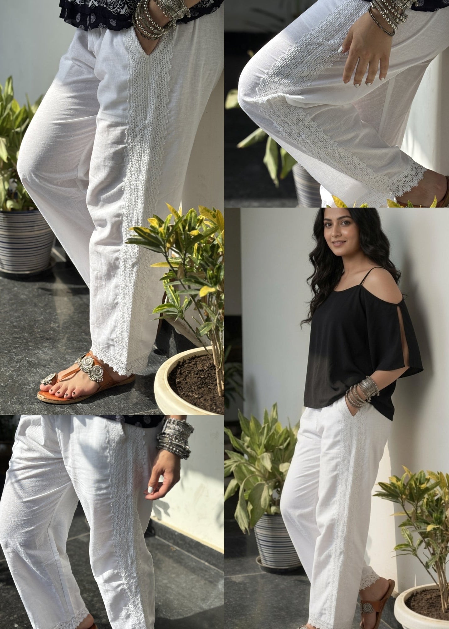 White Full Side Lace Pant