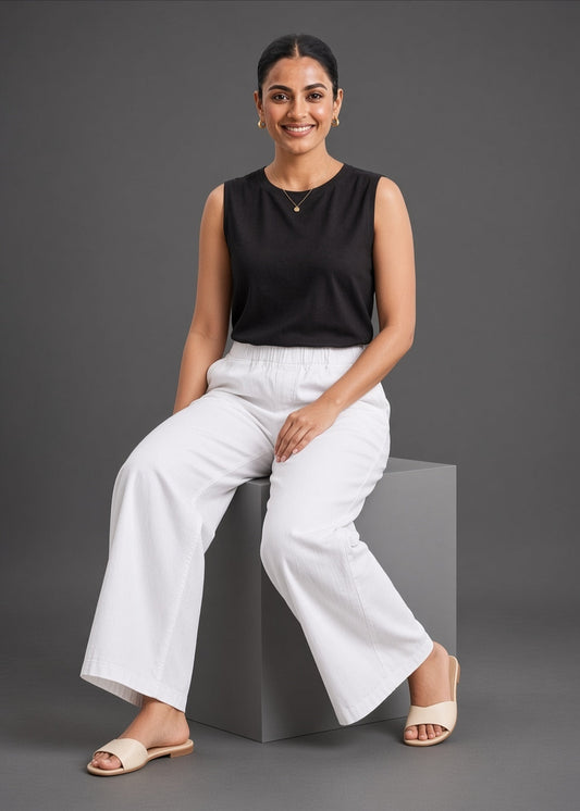 White Denim Plazzo Pant