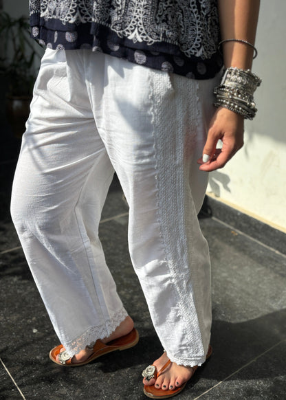 White Full Side Lace Pant