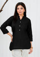 Cotton Linen Black Short Kurti