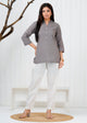 Cotton Linen Grey Short Kurti