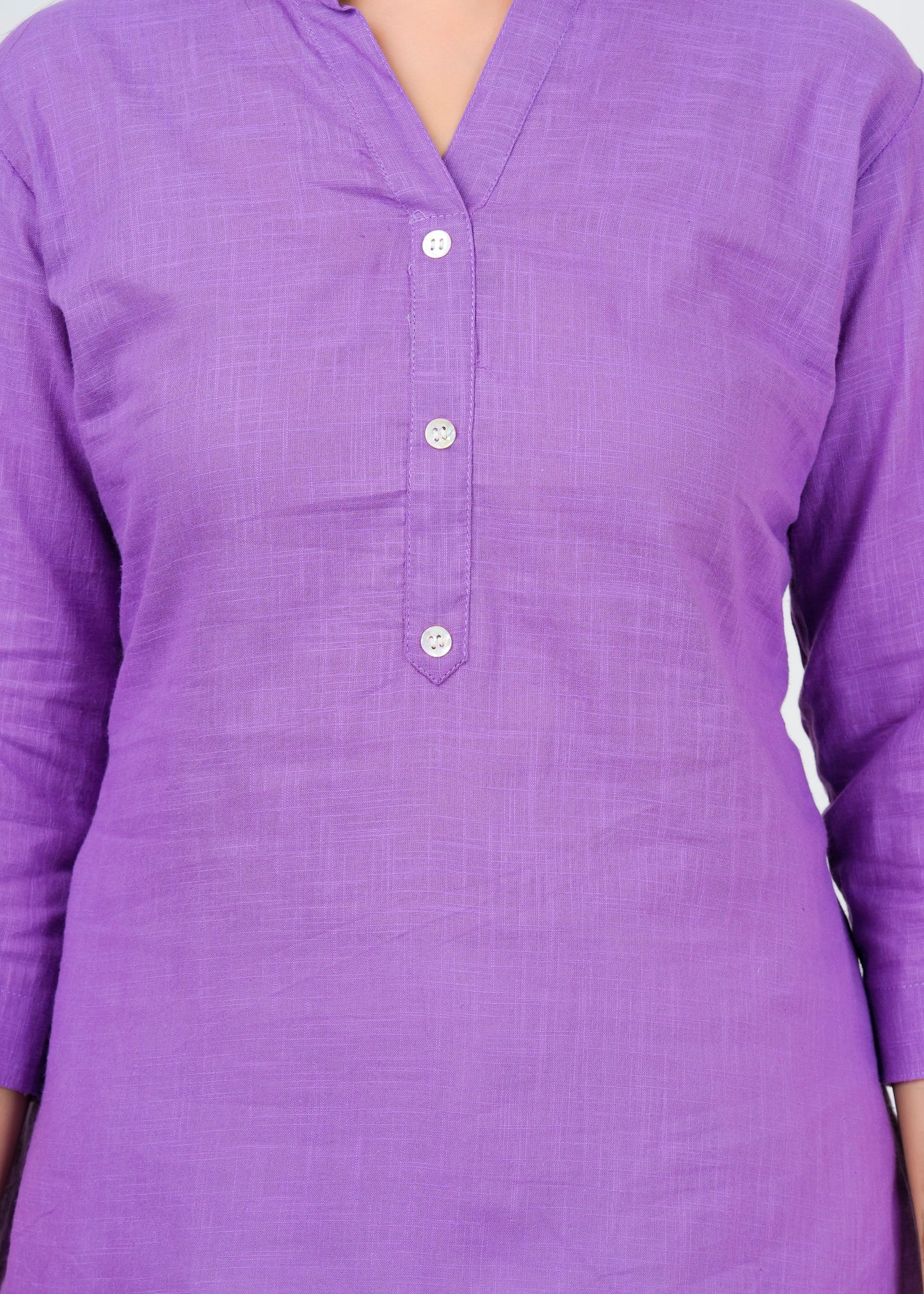 Cotton Linen Lilac Short Kurti