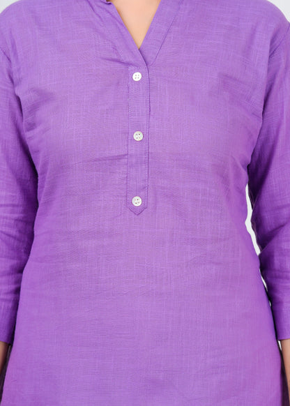 Cotton Linen Lilac Short Kurti