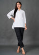 White Kurti with Black Lace Pant