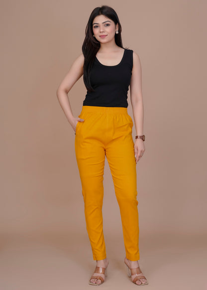 Cotton Lycra Mustard Pant