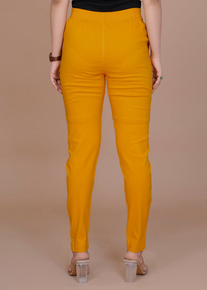 Cotton Lycra Mustard Pant