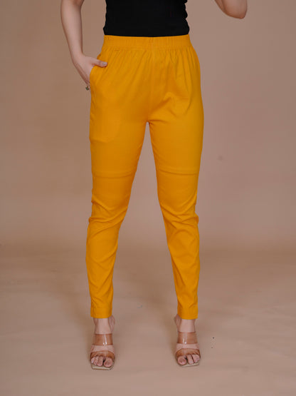 Cotton Lycra Mustard Pant