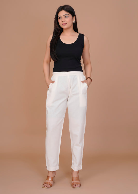 Everyday Cotton Off-white Pant