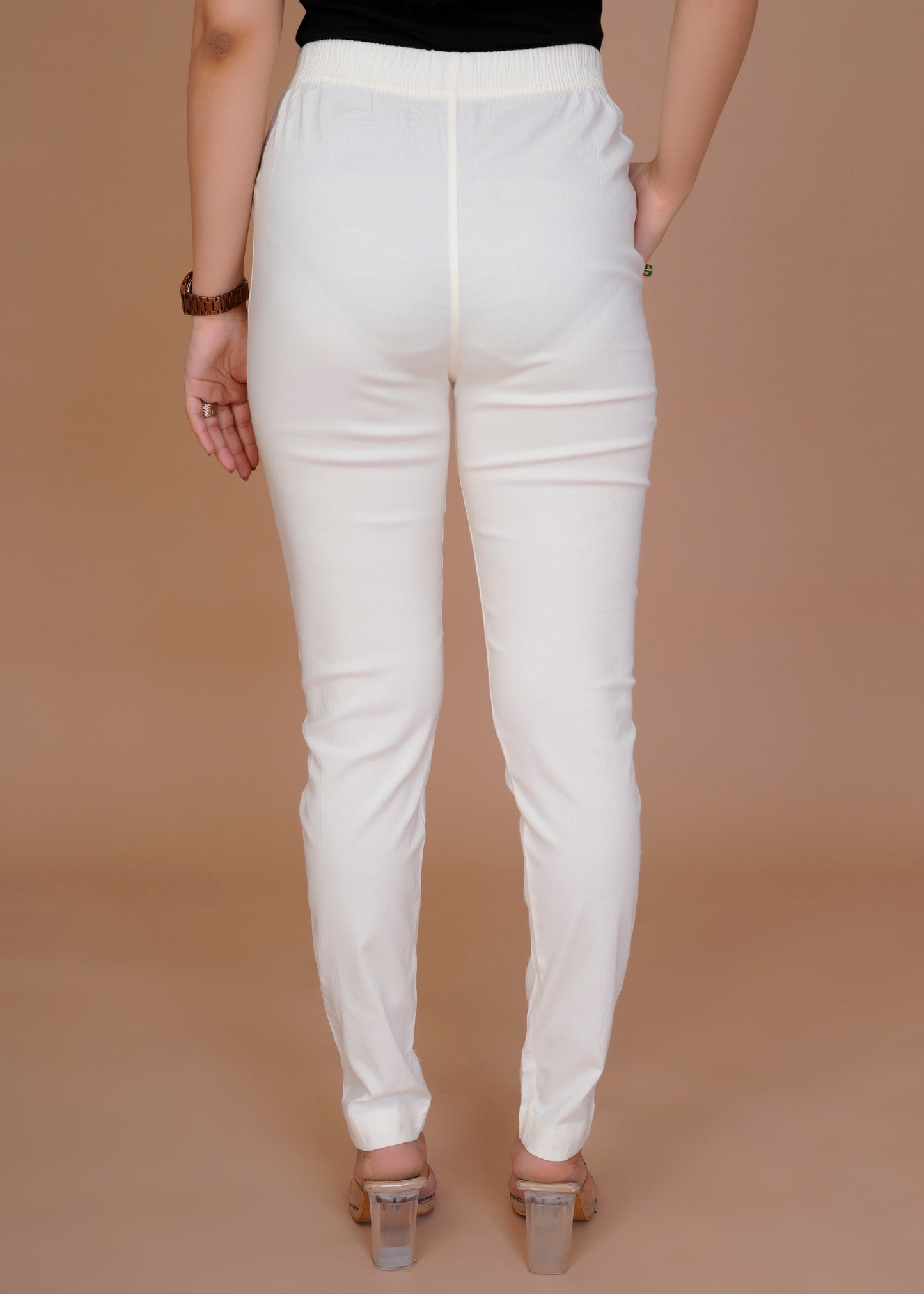 Cotton Lycra Off-White Pant