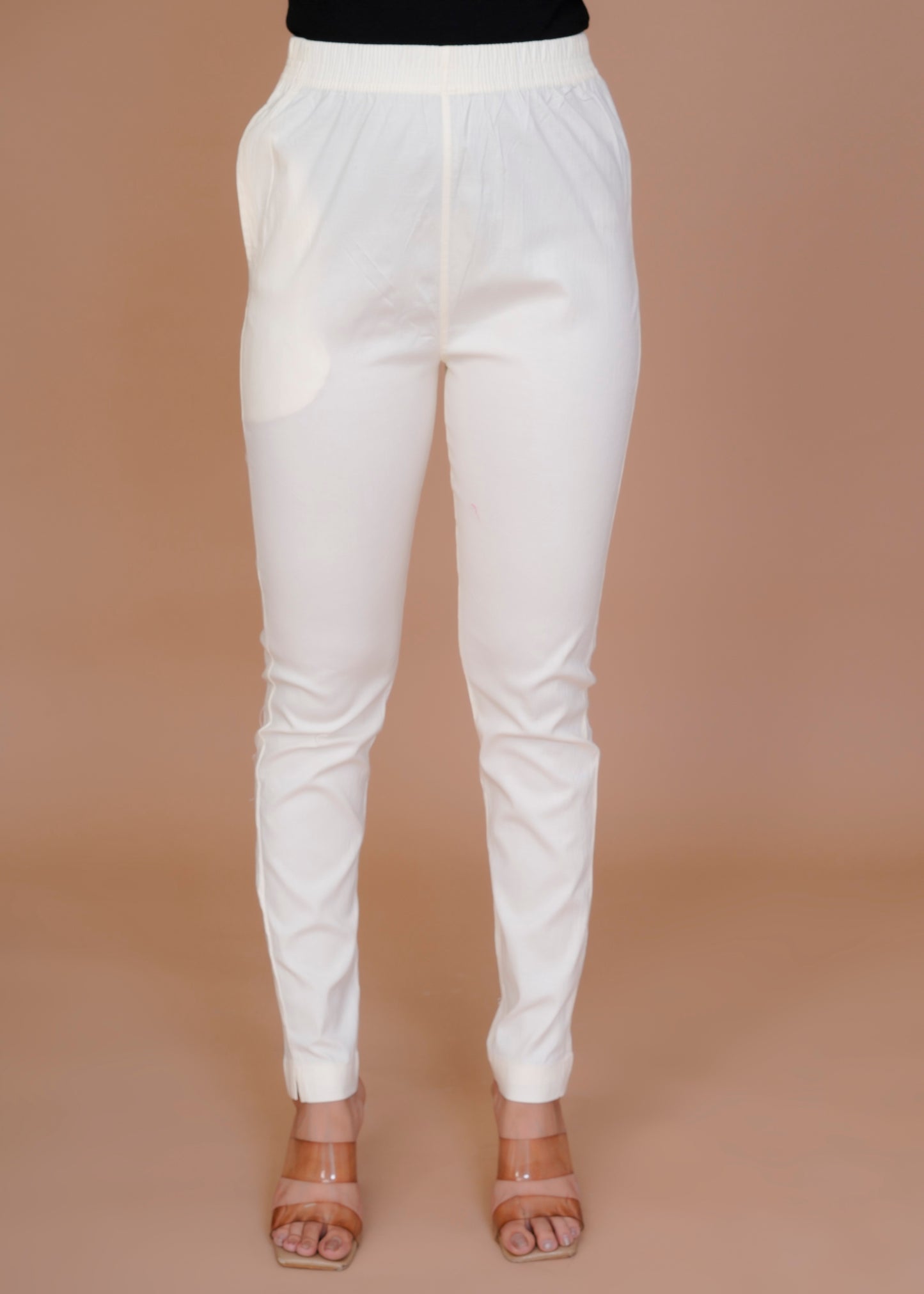 Cotton Lycra Off-White Pant