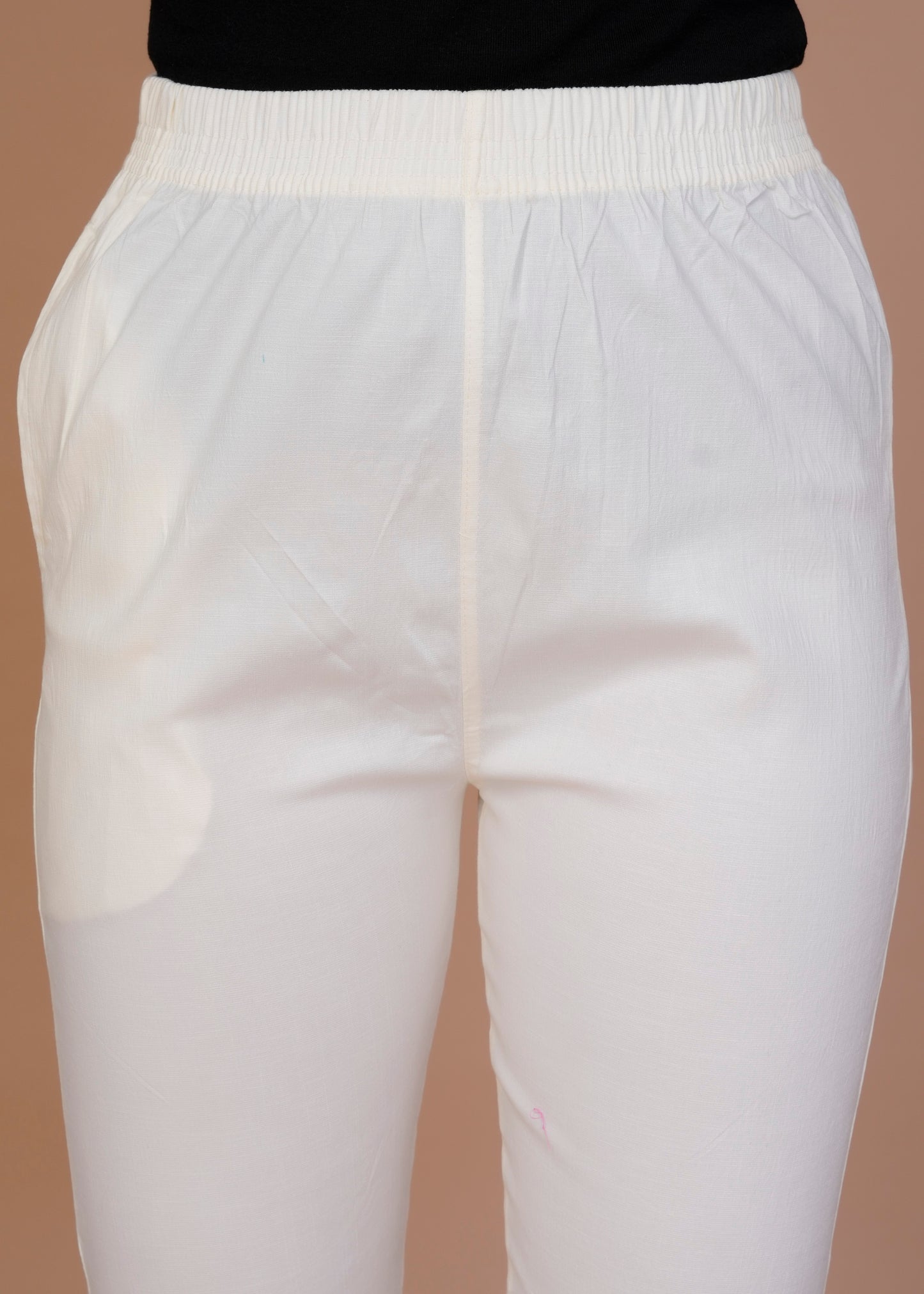 Cotton Lycra Off-White Pant