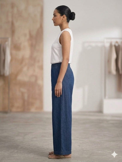 Deep Blue Denim Plazzo Pant