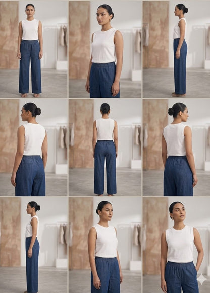 Deep Blue Denim Plazzo Pant