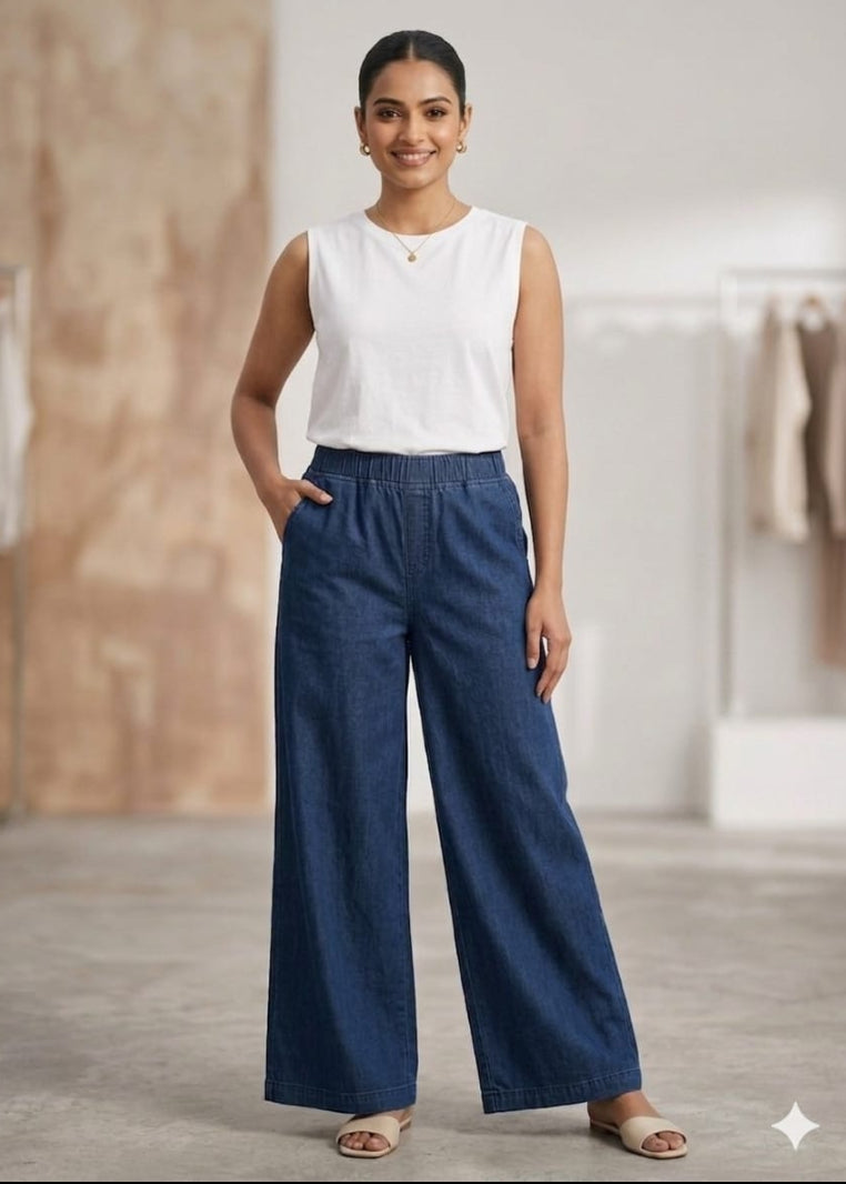 Deep Blue Denim Plazzo Pant