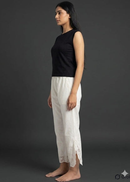 White Side Slit Pant