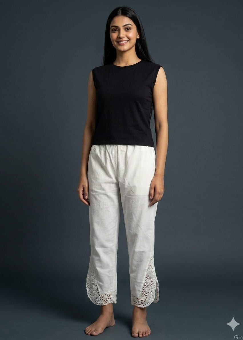 White Side Slit Pant