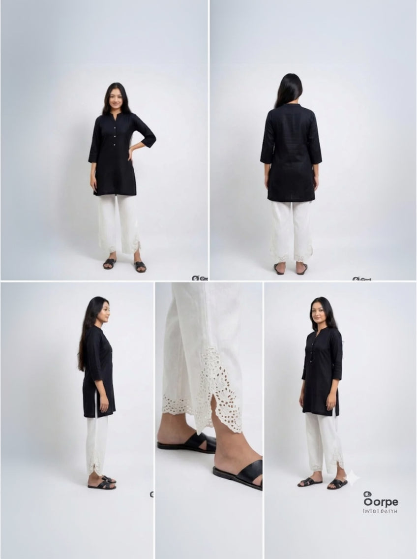 White Side Slit Pant