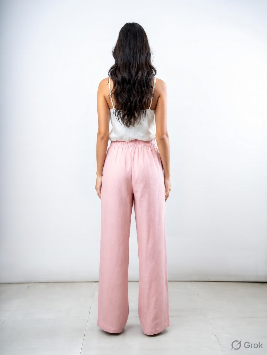 Baby Pink Cotton Wide Leg Pant
